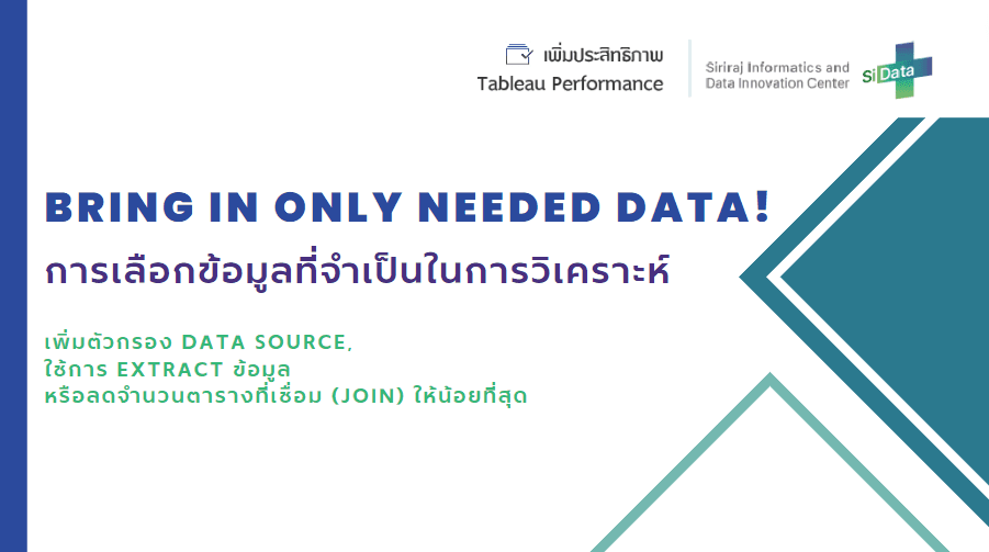 การใช้ฟังก์ชัน 'Describe' ในการสำรวจข้อมูล และ 
การเลือกข้อมูลที่จำเป็นในการวิเคราะห์ Part II